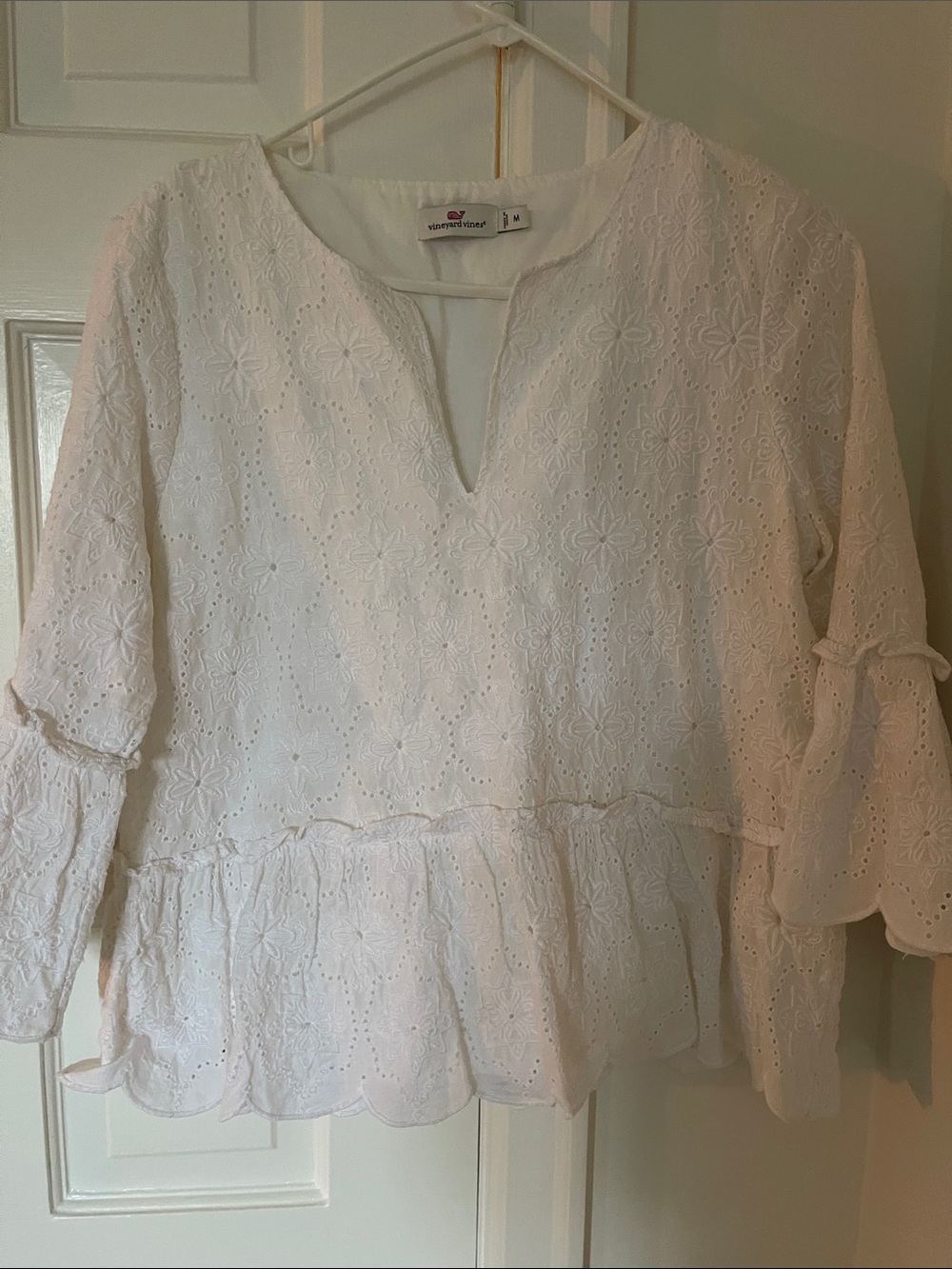 Vineyard Vines White Eyelet Peplum Tunic